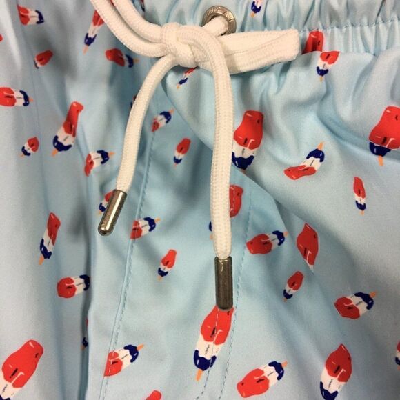 Public Art Swim Shorts Green Size L Drawstring Liner Elastic Popsicle Print NWT - Picture 6 of 7